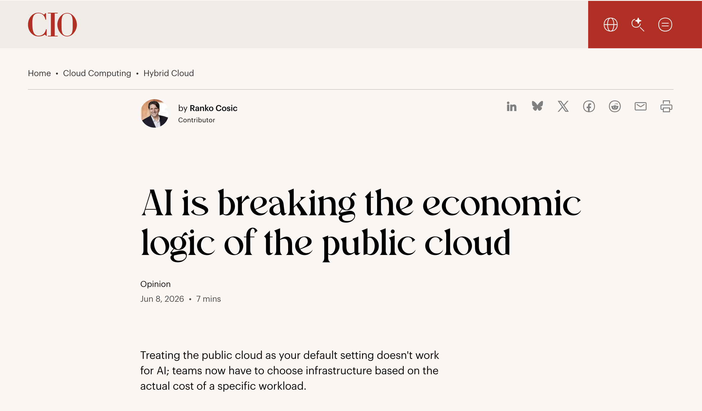 CIO article about public cloud economics